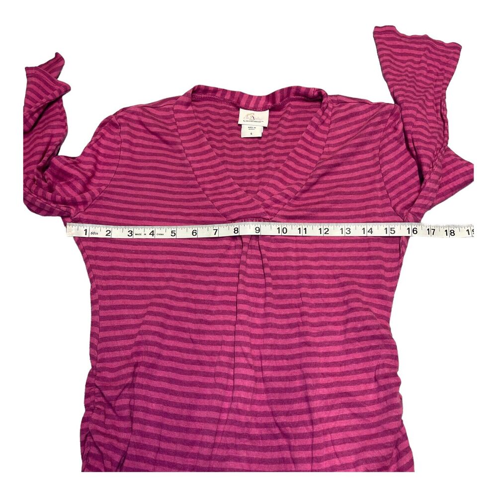 Oh Baby by Motherhood Blouse Top Women Small Pink Striped Surplice Neck Pullover - Picture 4 of 6